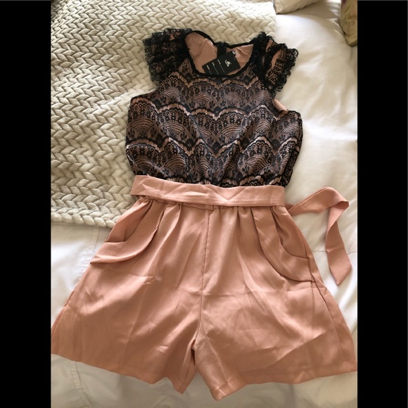 Black and blush dressy romper - Picture 4 of 4